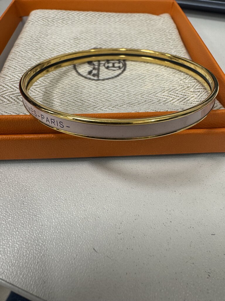 Gold Tone Light Pink Uni Extra Narrow Bangle w/ Box