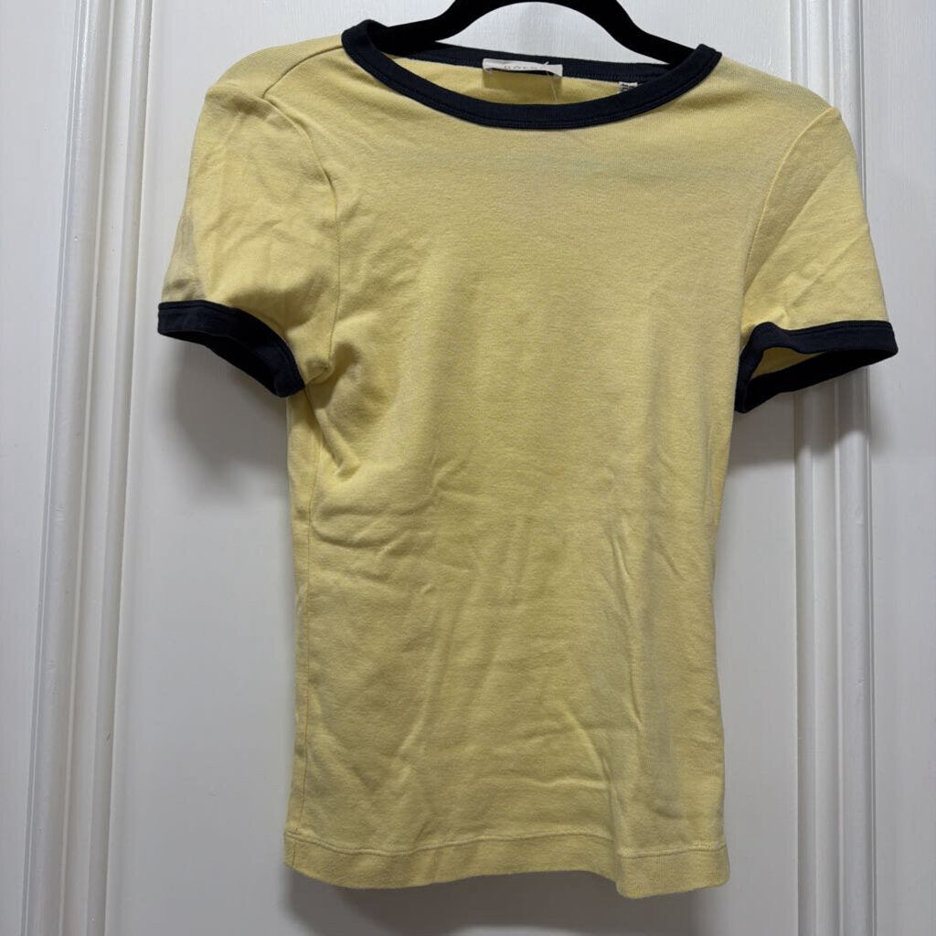 Yellow Cotton With Black Trim Short Sleeve