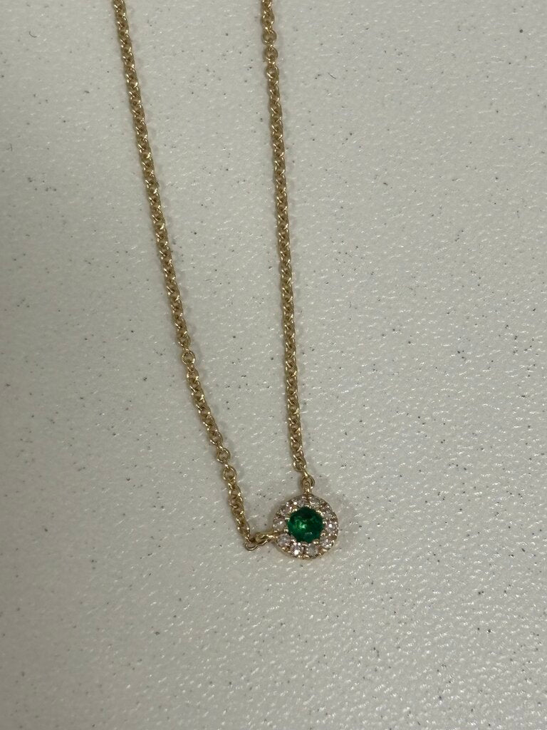 14k Gold Emerald/Diamond Necklace