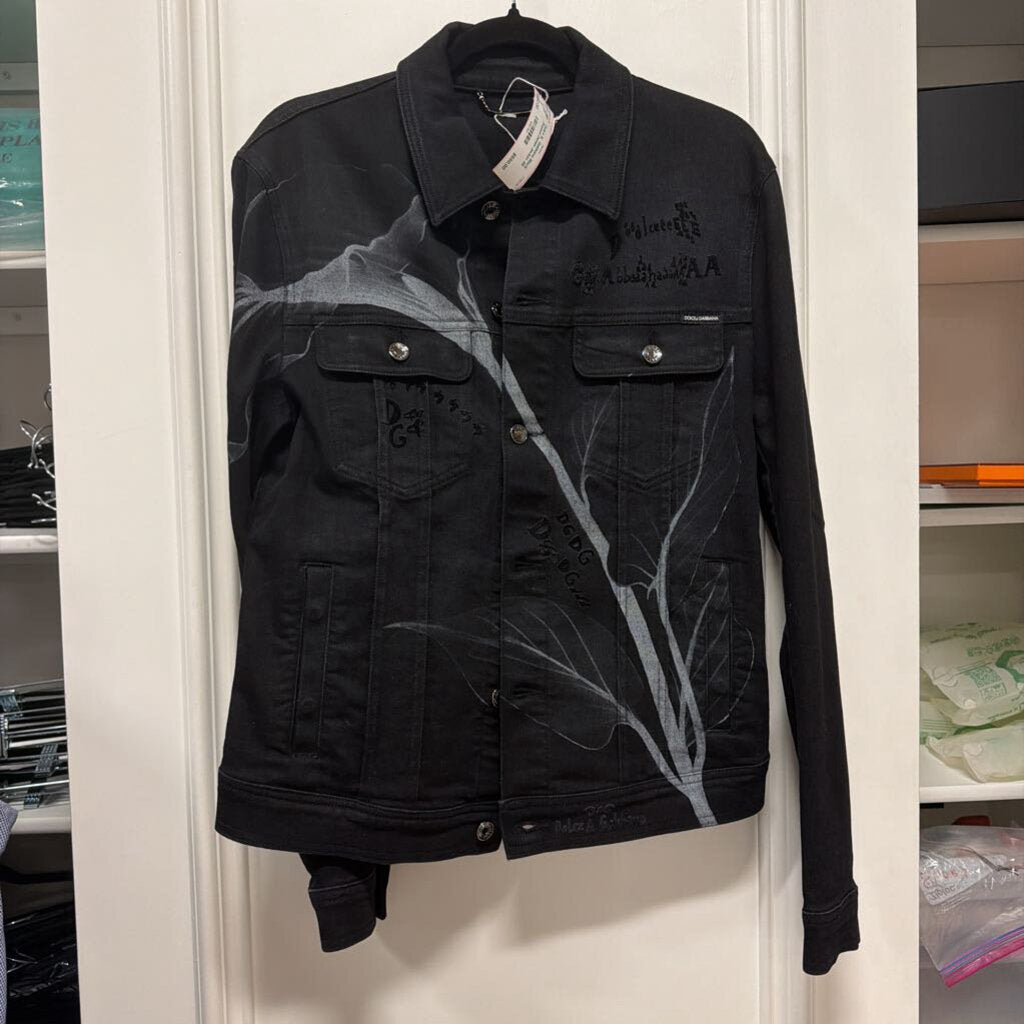 Black Printed Denim Jacket