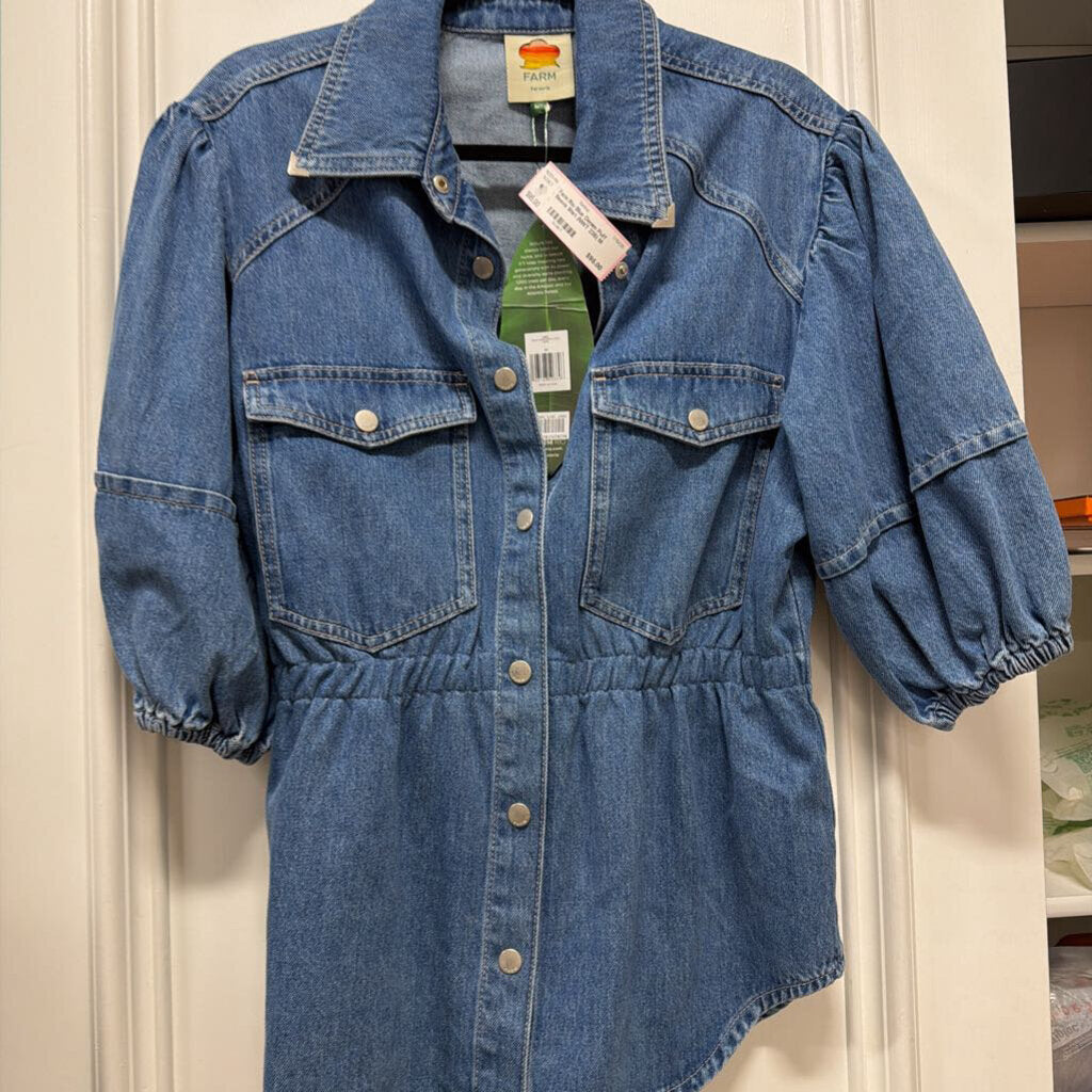 Blue Denim Puff Sleeve Shirt (NWT 235)
