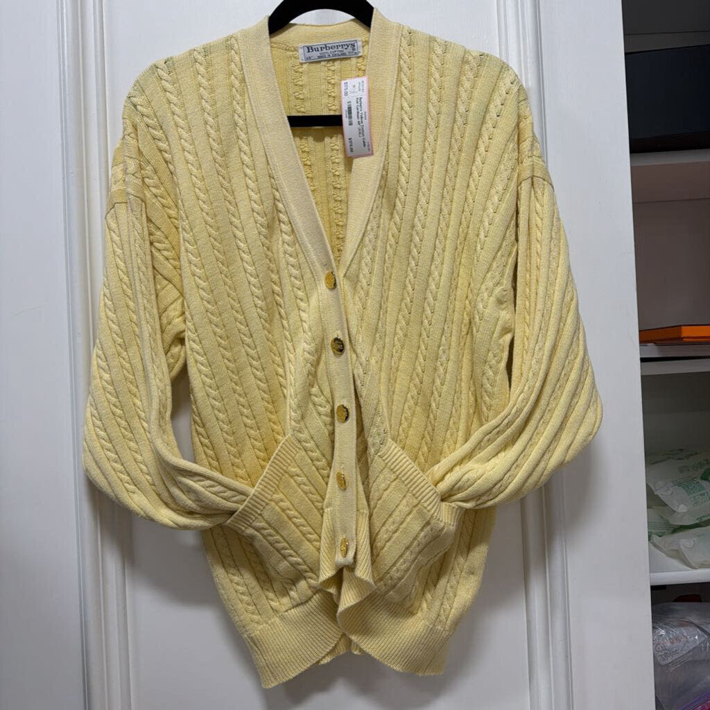 Yellow Cotton Cable Knit Cardigan