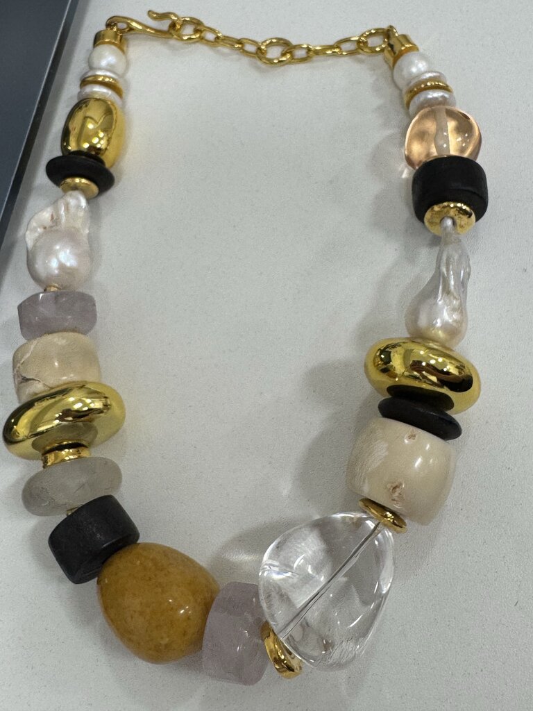 Chunky Bead + Crystal Necklace (est 380)