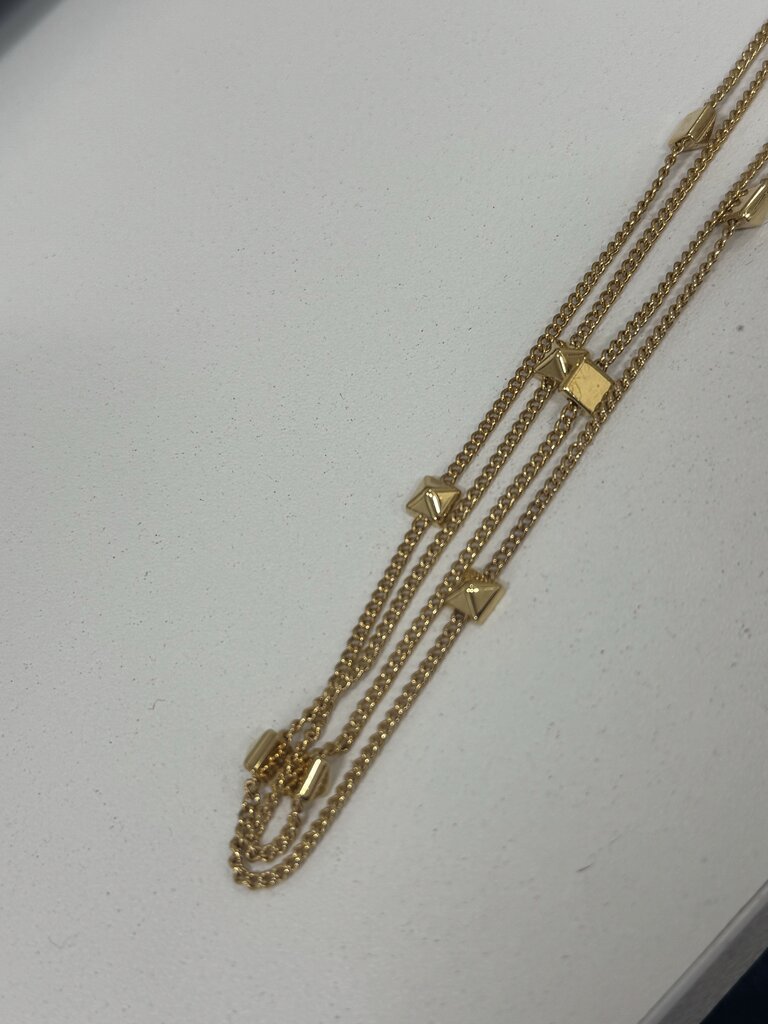Gold Tone Rockstud Long Necklace
