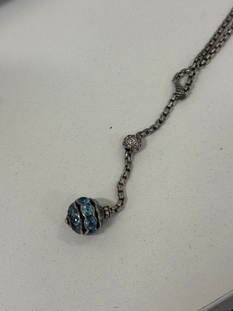 Sterling Silver Blue Topaz Lariat Necklace
