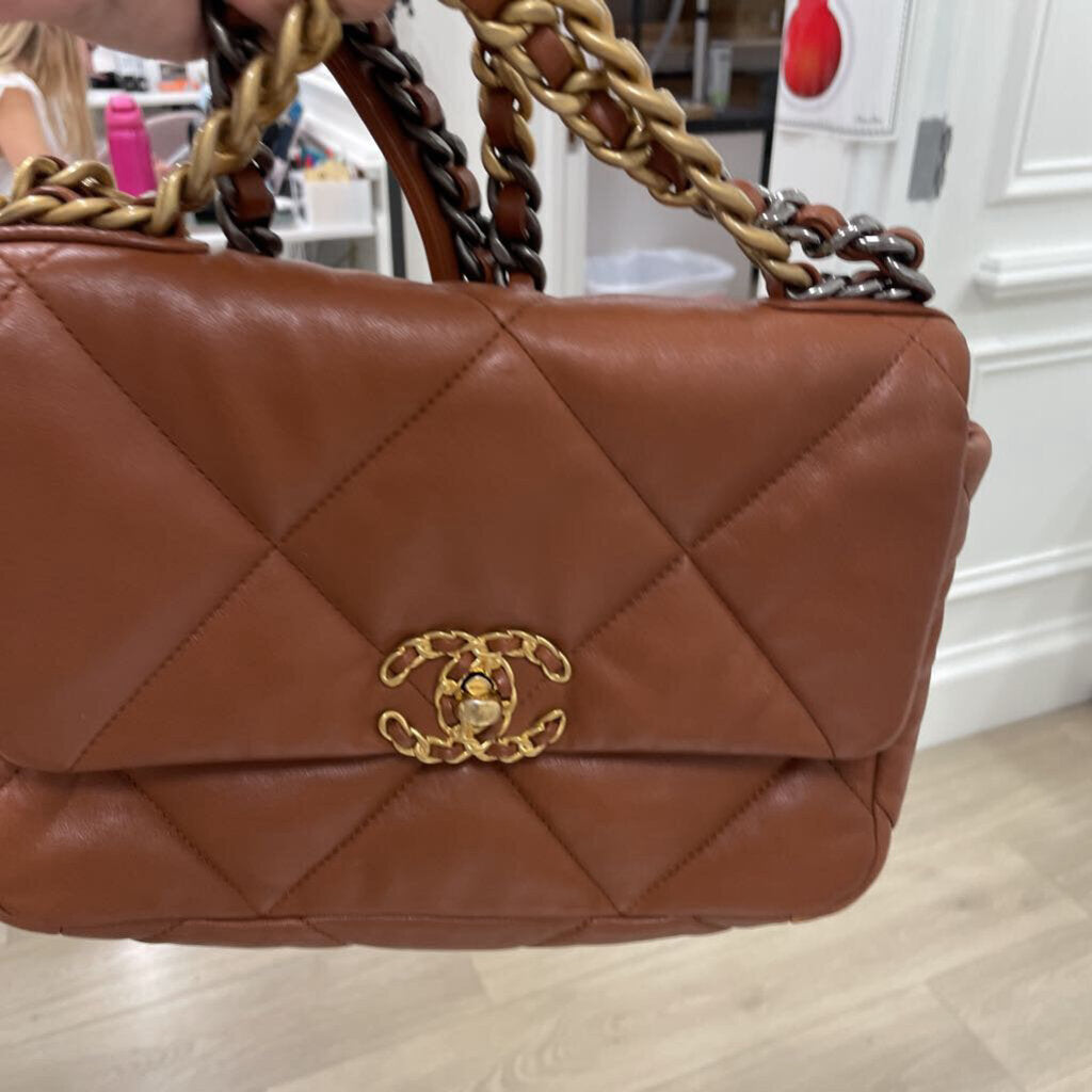 Brown 19 Flap Bag Mixed Metal HW