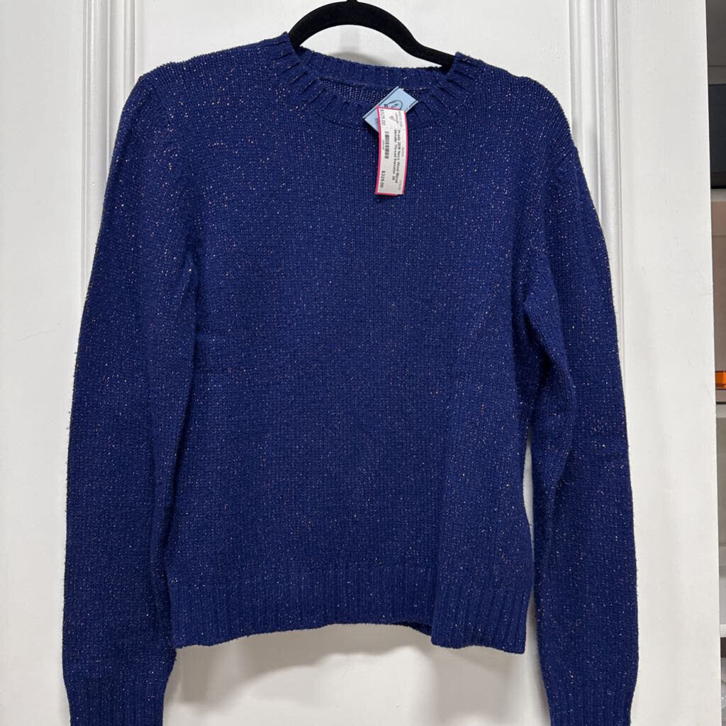 2018 Navy Wool Blend Metallic Thread Sweater