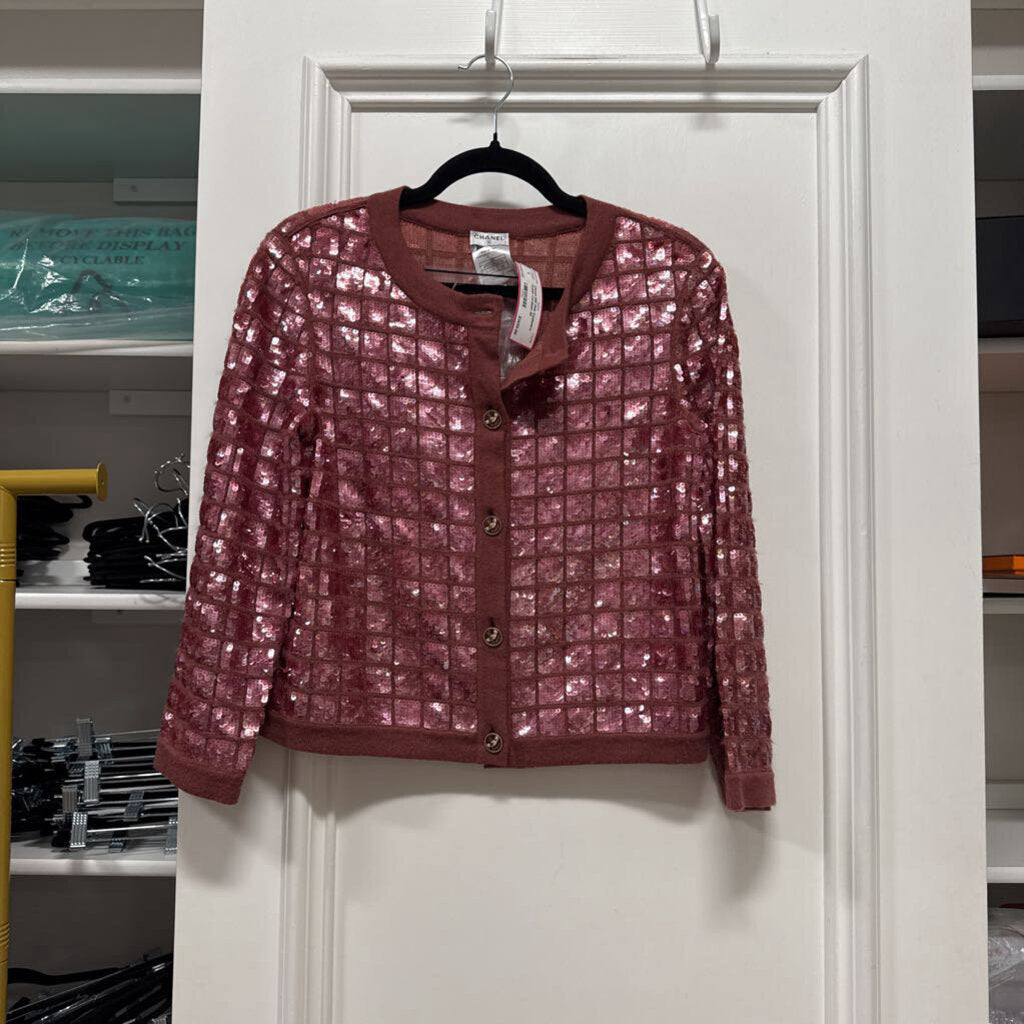 08P Pink Cashmere Sequin Cardigan