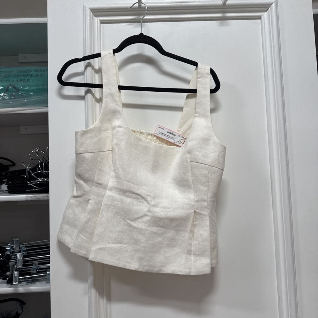 Cream Linen Square Neckline Elastic Back(NWT