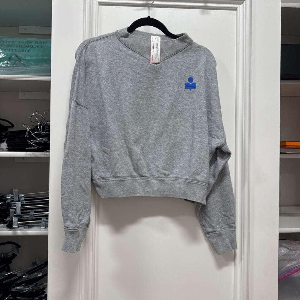 Grey Cotton Blend Sweatshirt Blue Logo