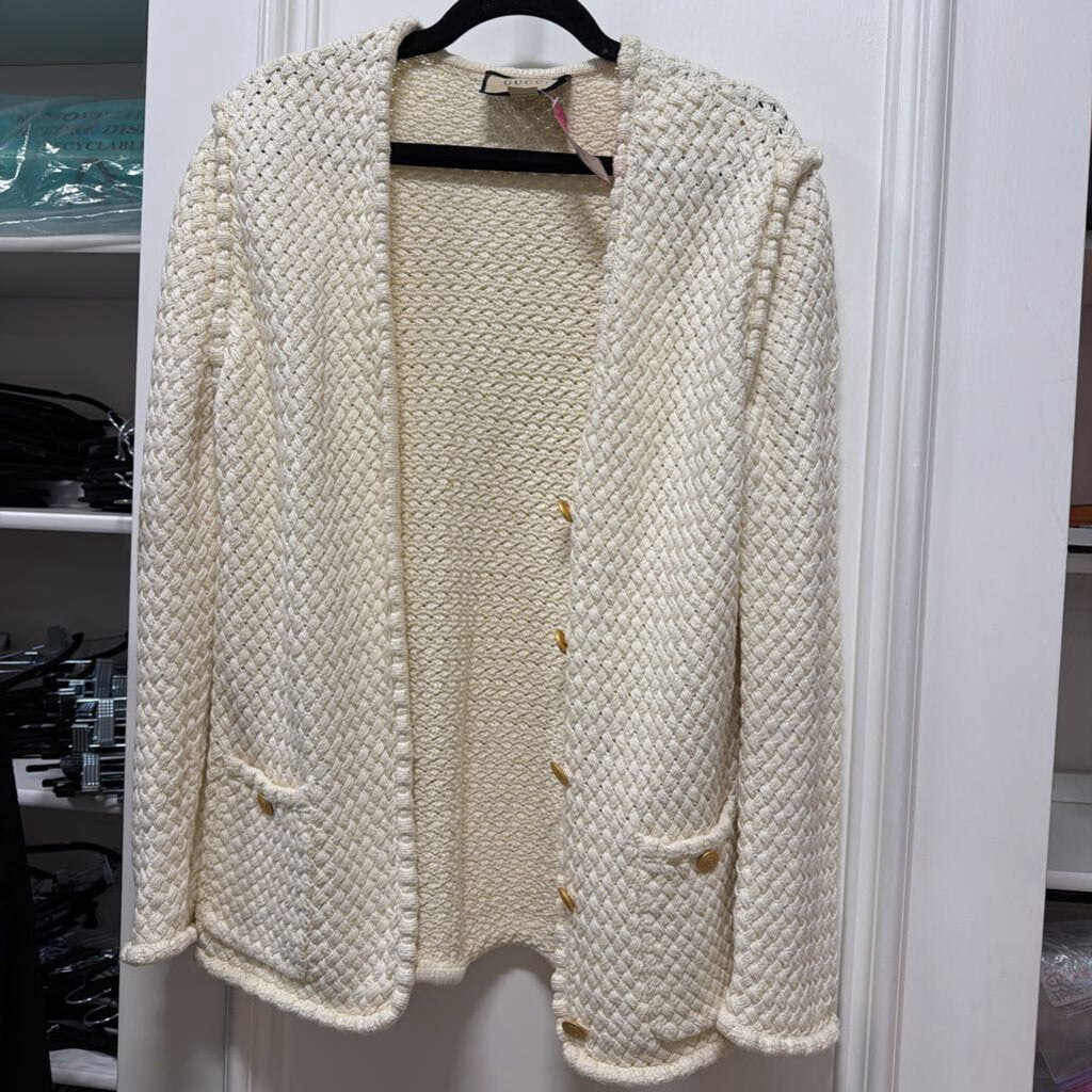 Cream Cotton Knit Cardigan