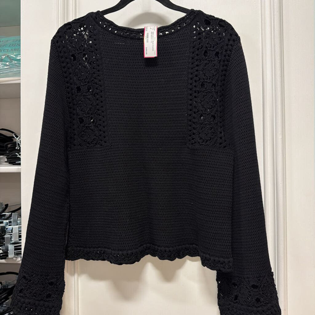 Black Crochet Knit Sweater