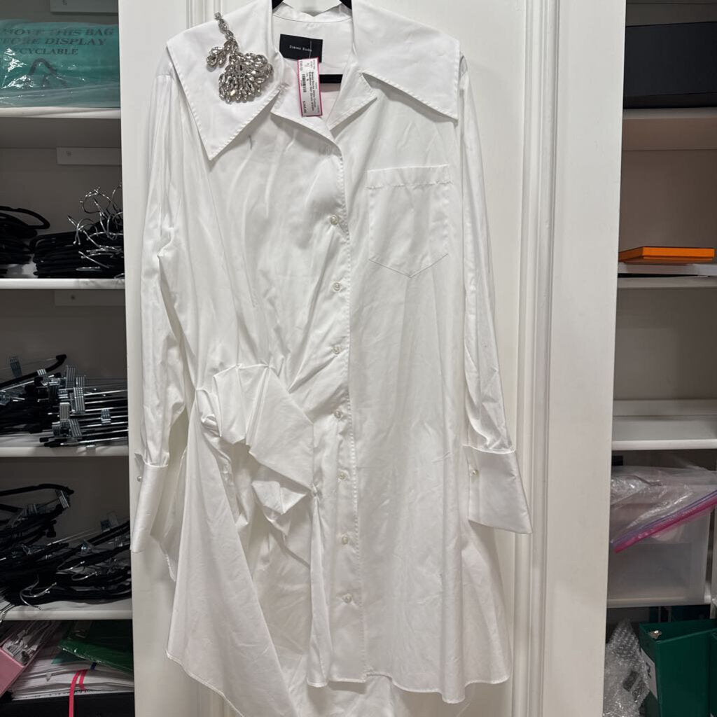 White Cotton Embellished Shirt Dress ($1320)