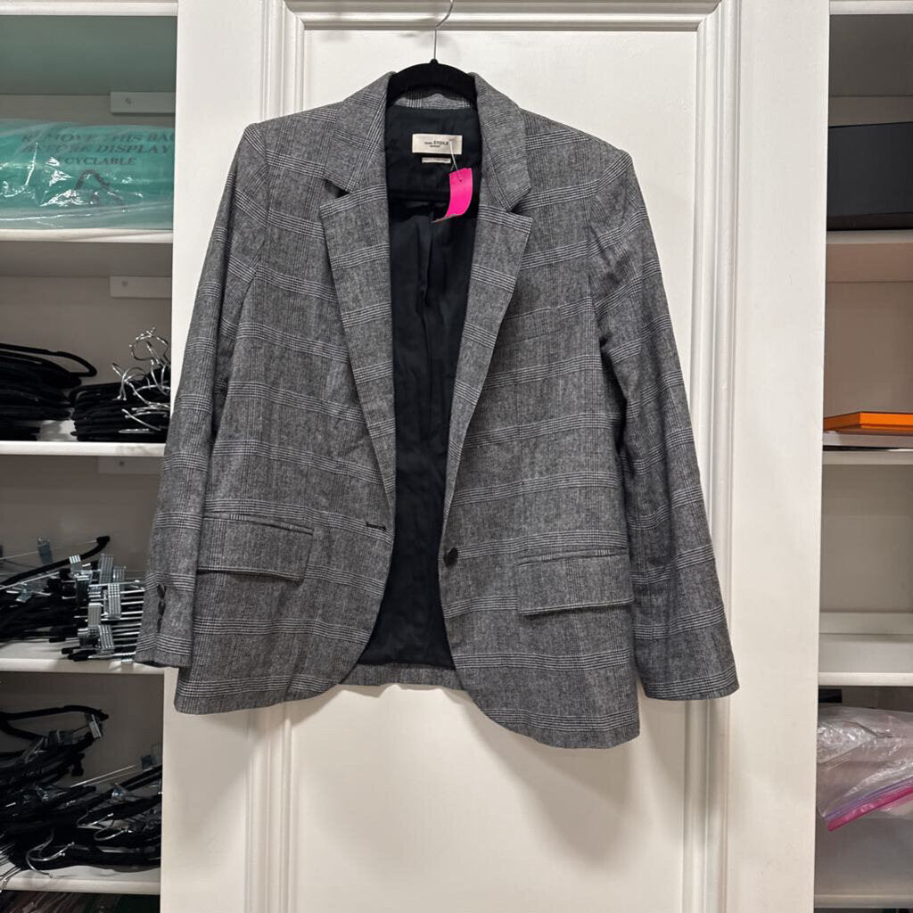Black/Grey Wool Plaid Blazer