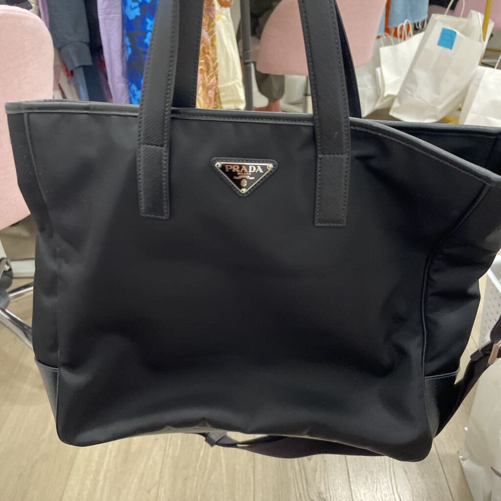 Black Re-Nylon Spazzolato Tote