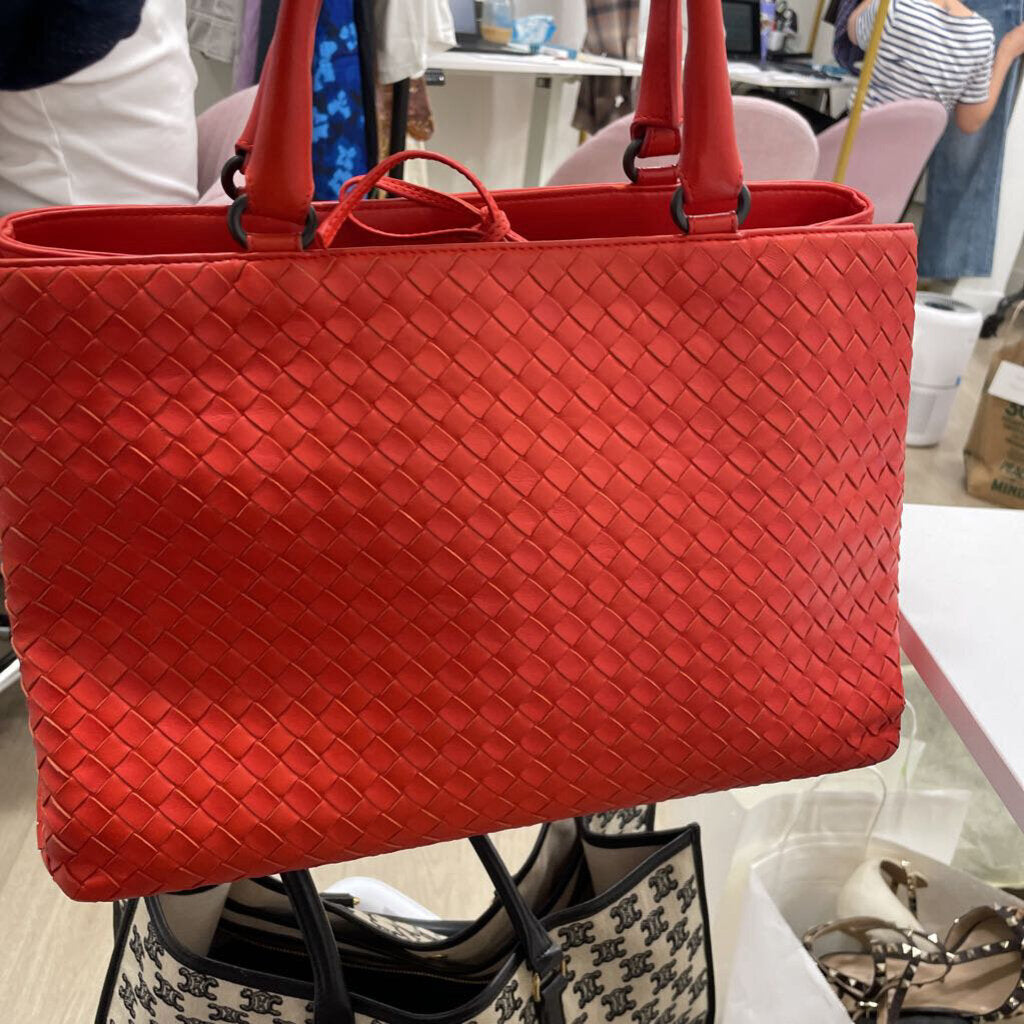 Red Nappa Intrecciato Tote