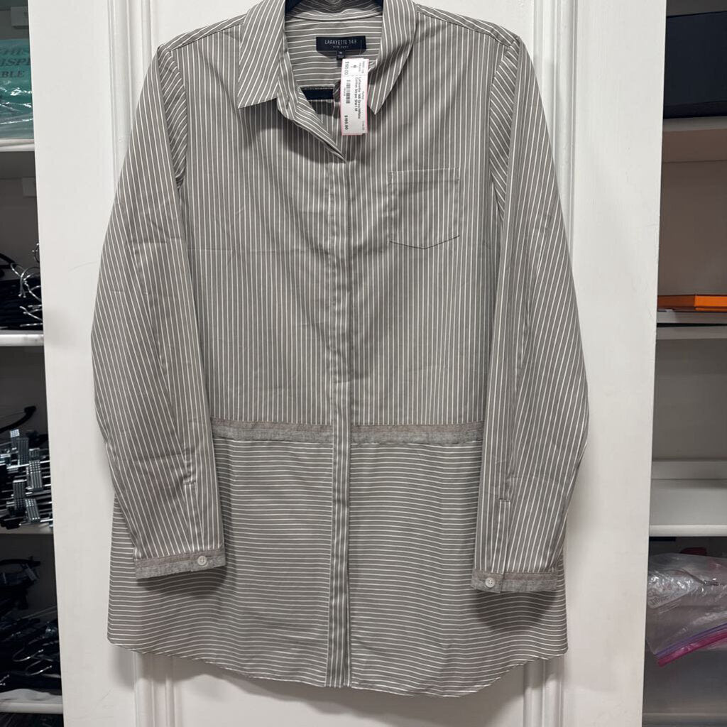Grey/White Cotton Stripe Shirt
