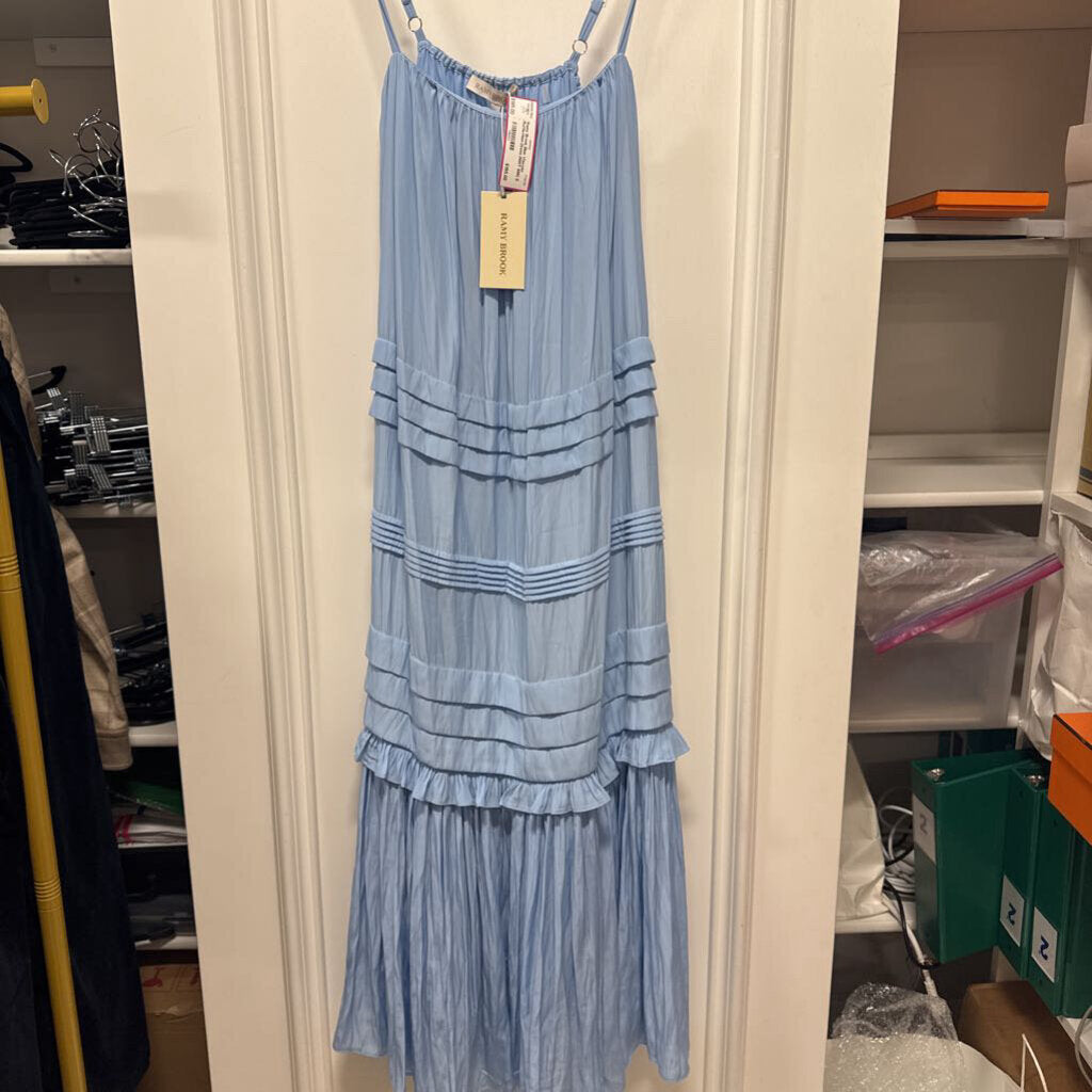 Blue Viscose Ruffle-Hem Dress (NWT 595)