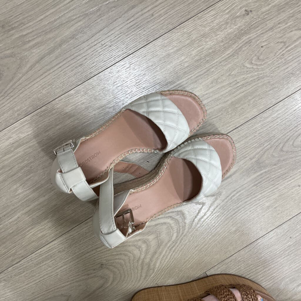 Cream Quilted Wedge Sandal