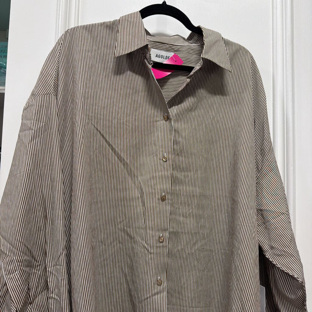 Brown/White Stripe Viscose Oversized Shirt