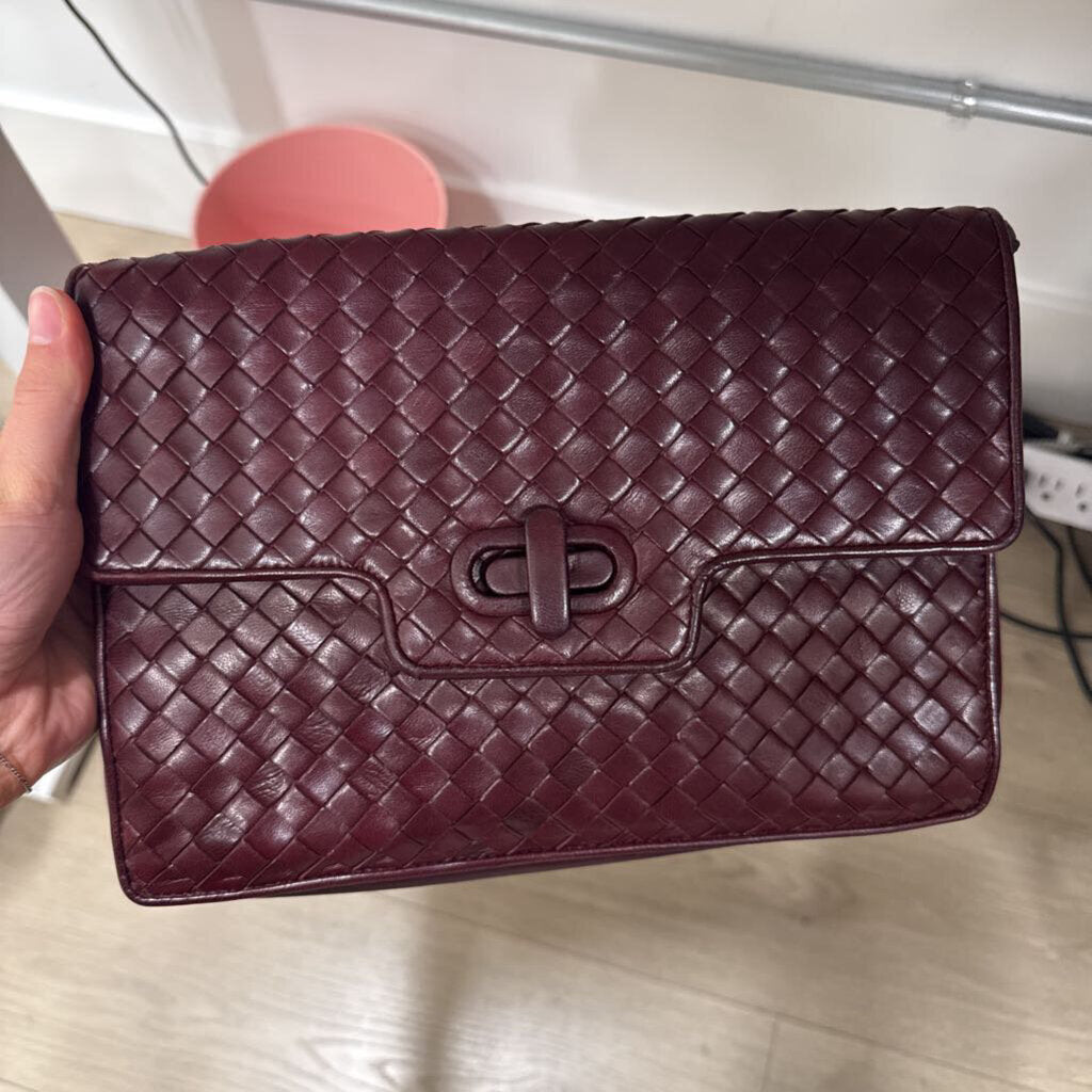 Red Leather Intrecciato Bag