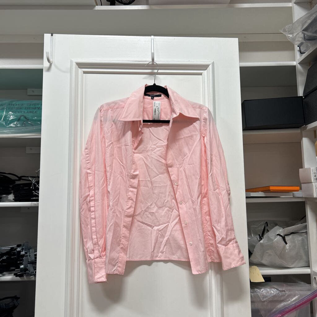 Pink Cotton Button Up Top