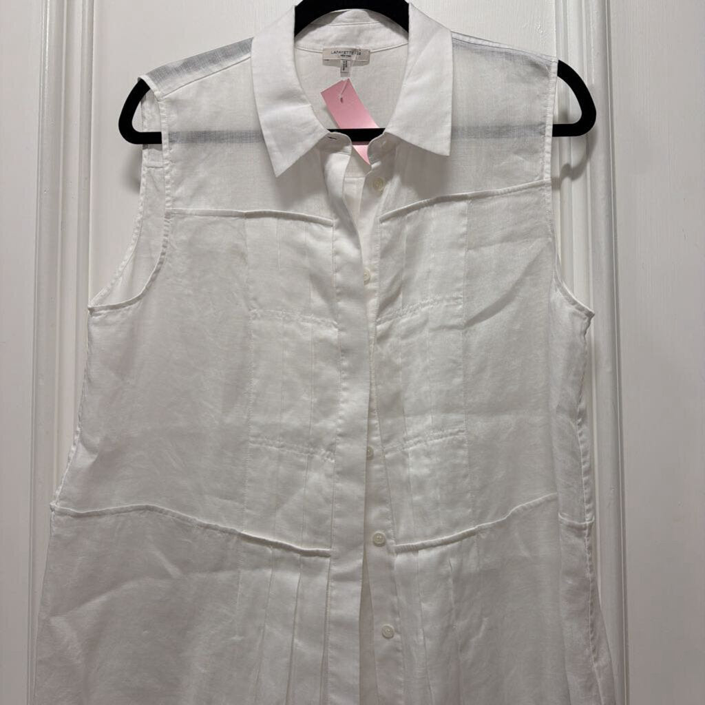 White Ramie/Lyocell Sleeveless Top