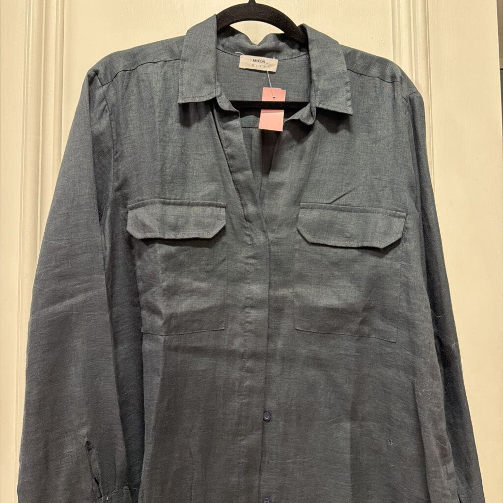 Navy Linen Button Up Shirt