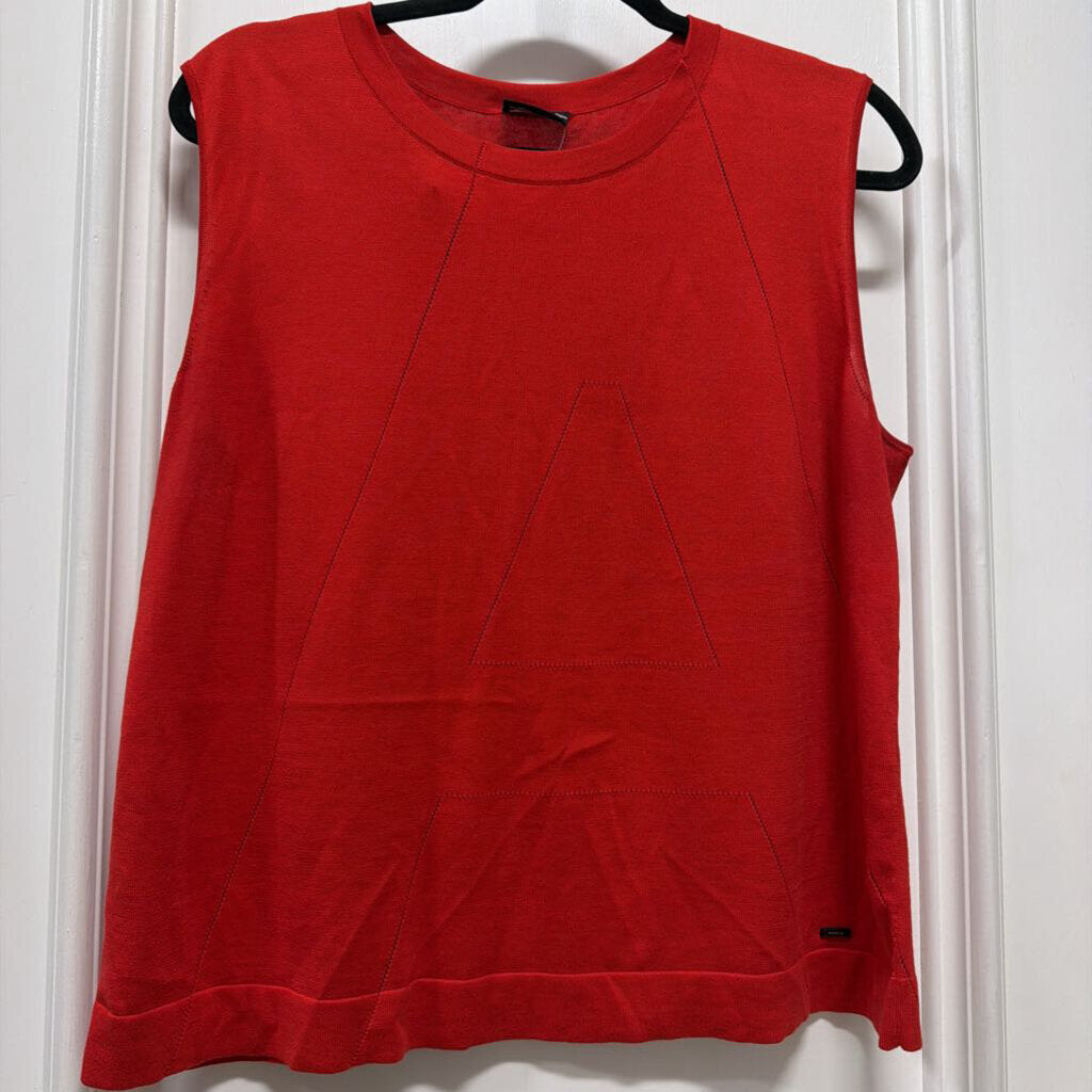 Red Cotton Sleeveless Sweater