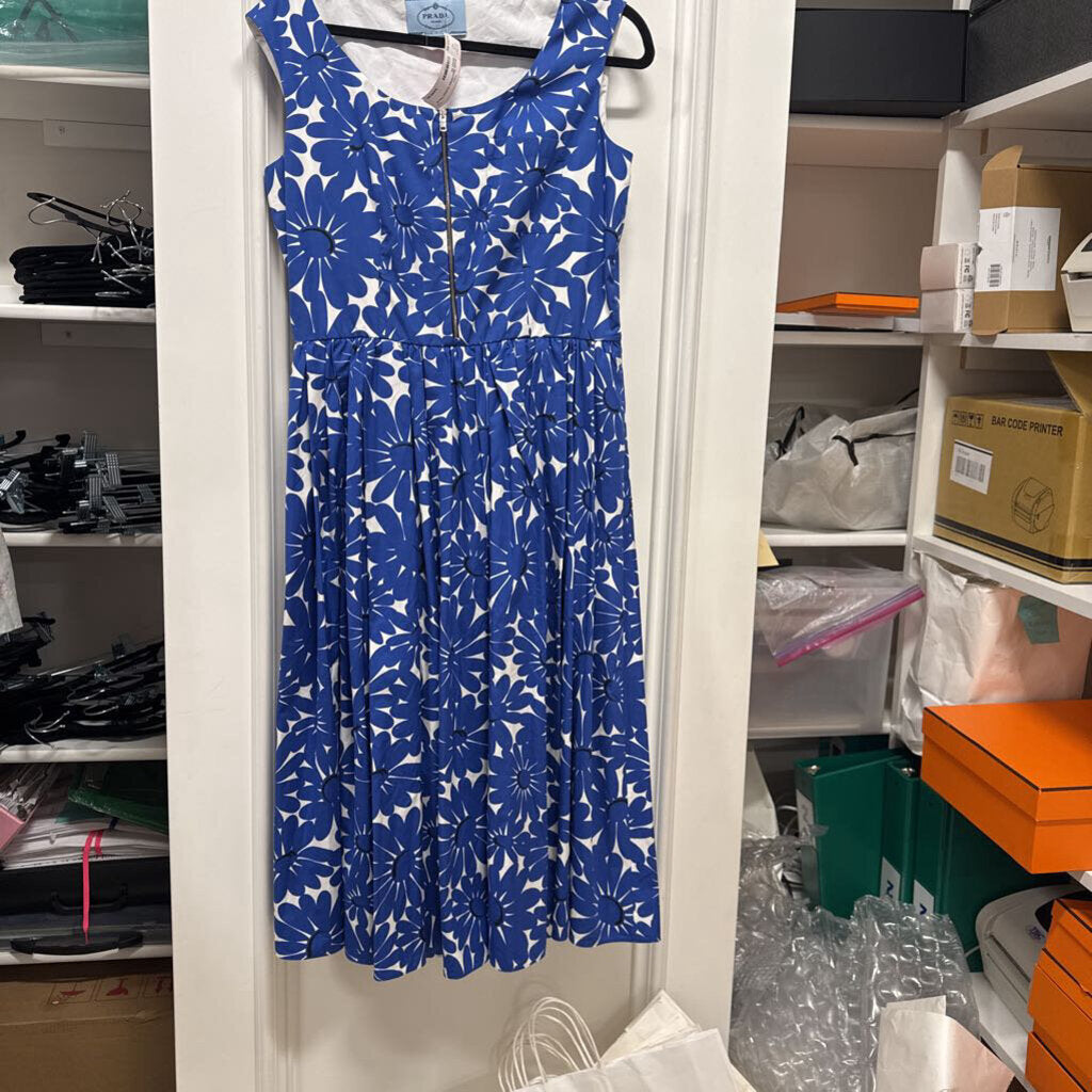 Blue/White Cotton Floral Dress