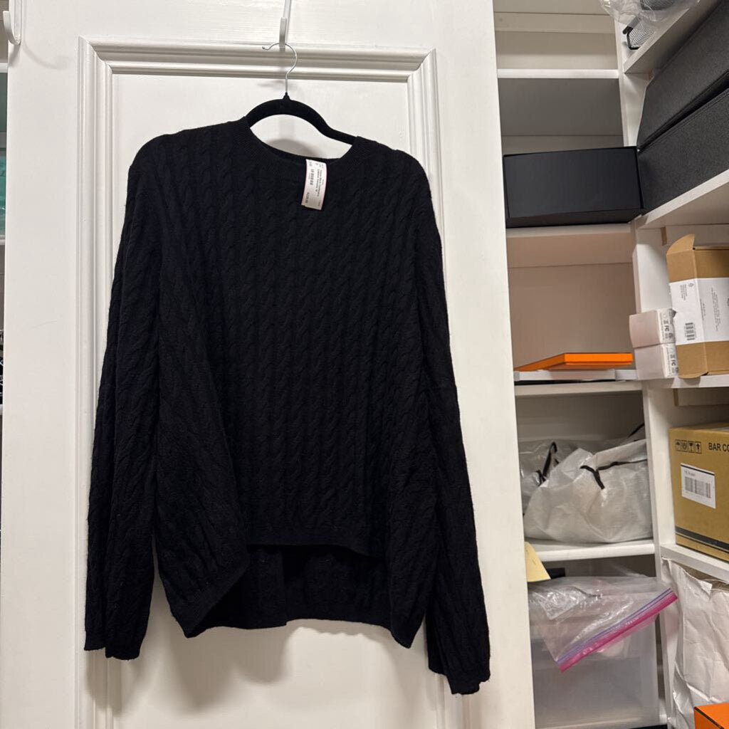 Black Cashmere Cableknit Sweater