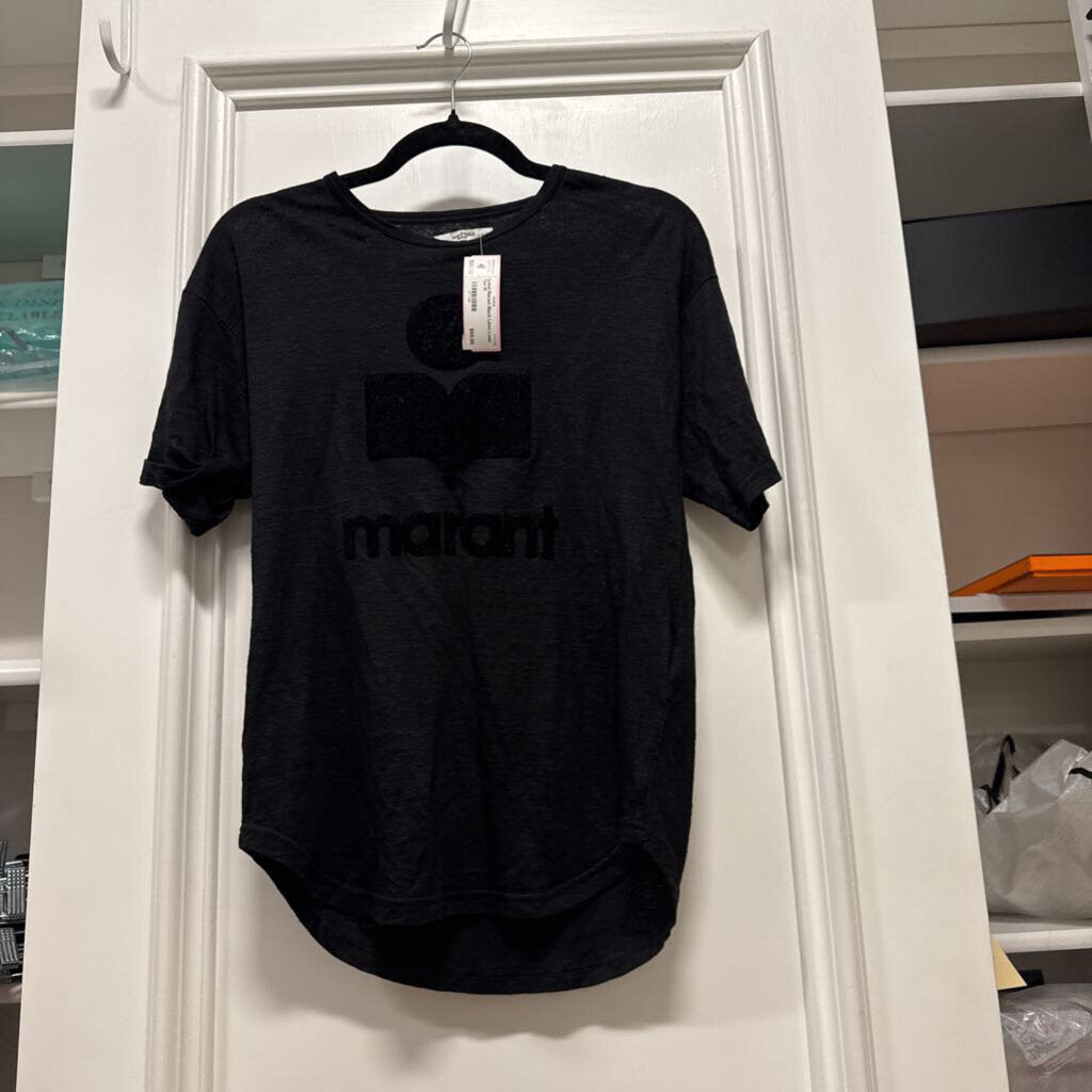 Black Linen Logo Tee