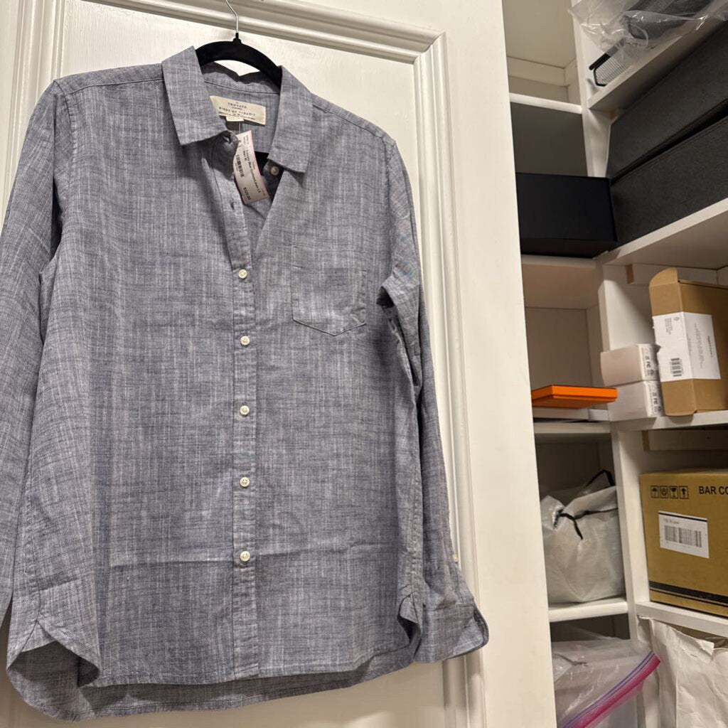 Blue Cotton/Linen LS Shirt