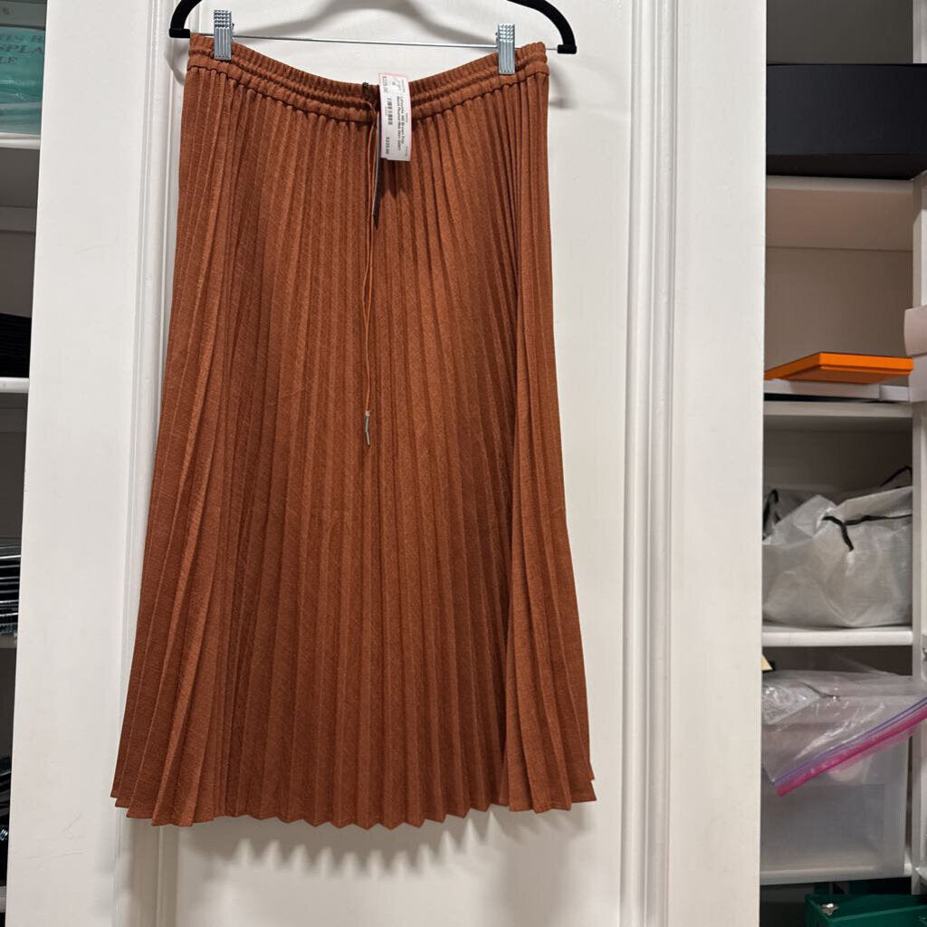 Brown Poly Blend Pleated Midi Skirt (NWT 448)