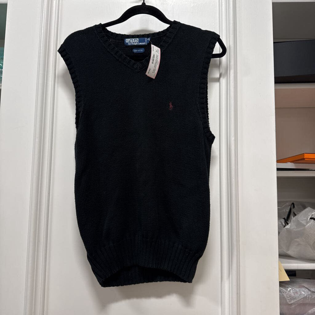 Black Cotton Knit Sweater Vest