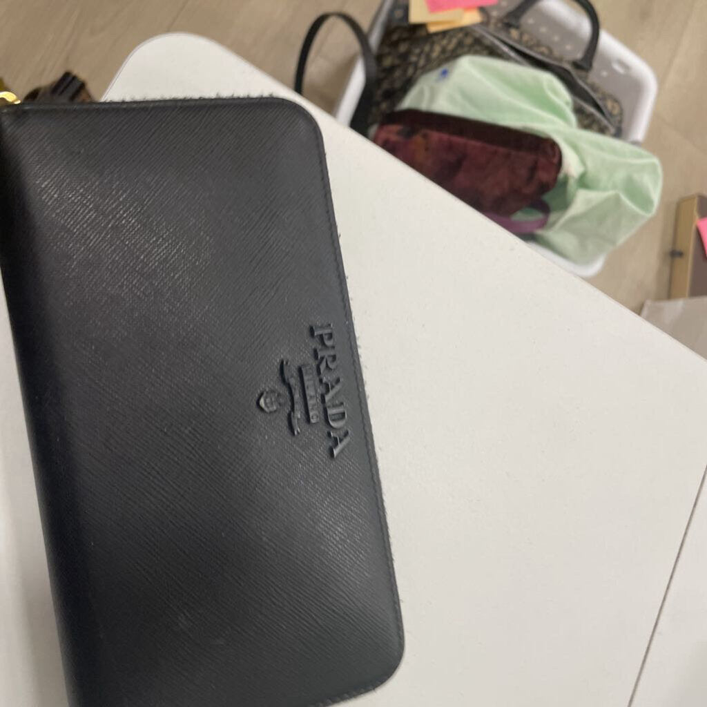 Black Long Zip Around Wallet