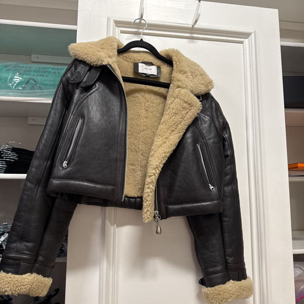 Brown Leather Shearling Jacket