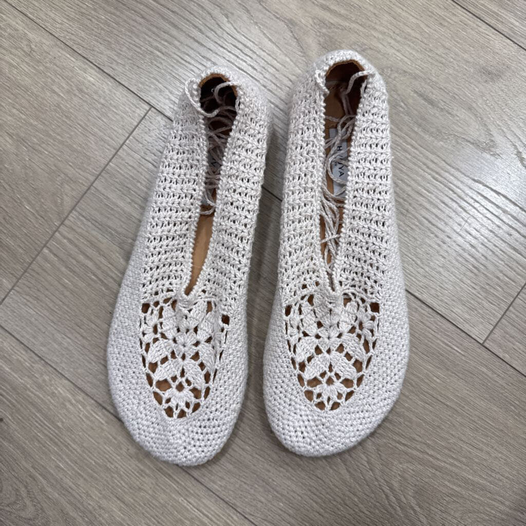 Cream Knit Lace Ballet Flats (R. 440)