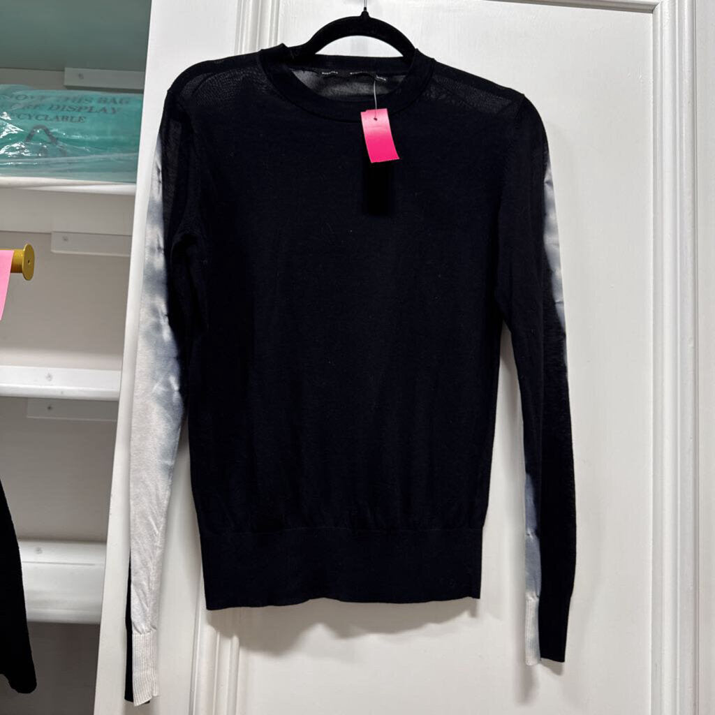 Black/Multi Cotton Tie Dye Sleeve Sweater