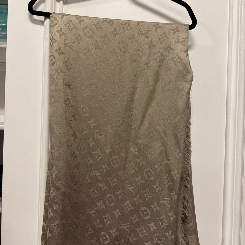 Taupe on Taupe Silk/Wool Fringe Scarf