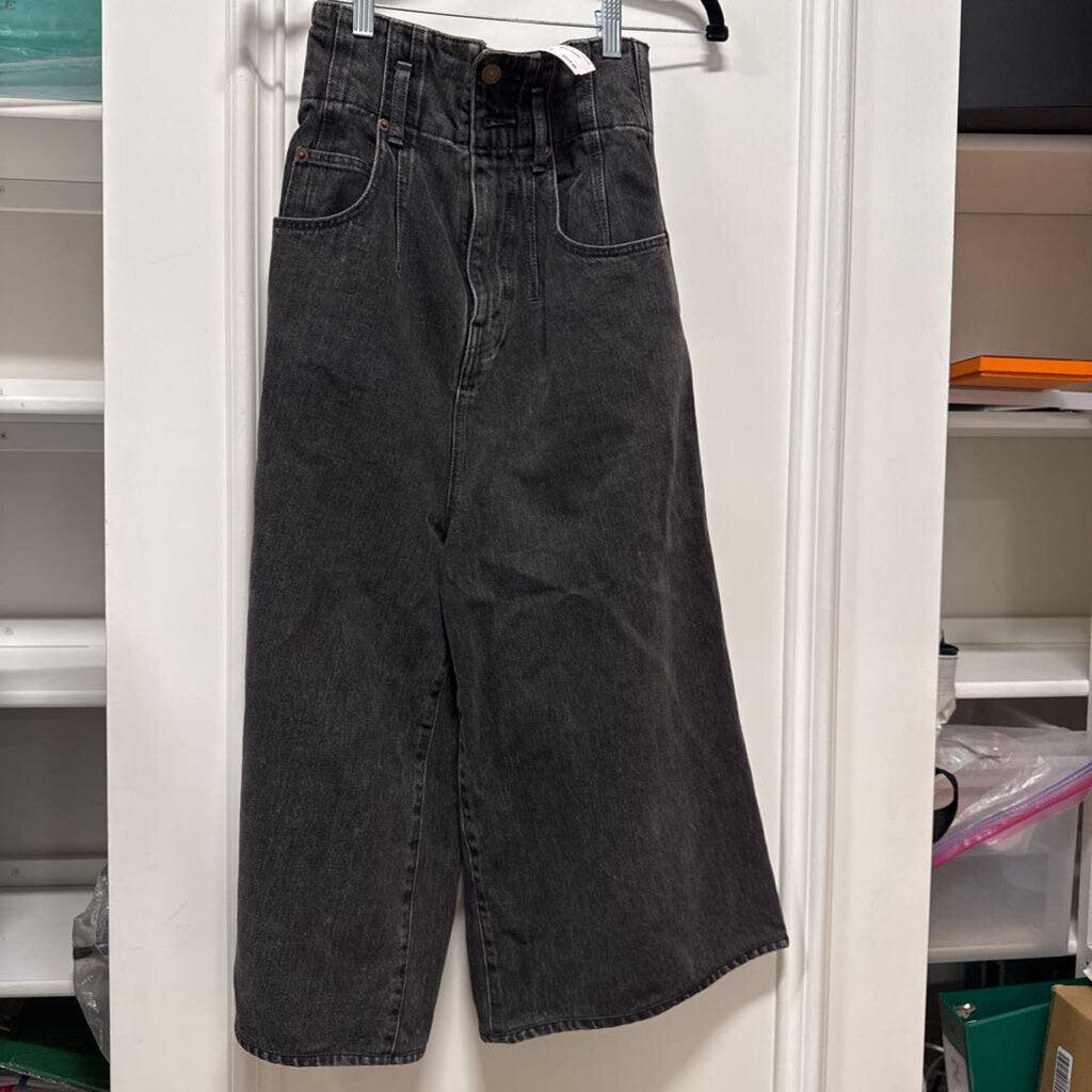 Washed Black Denim Culottes