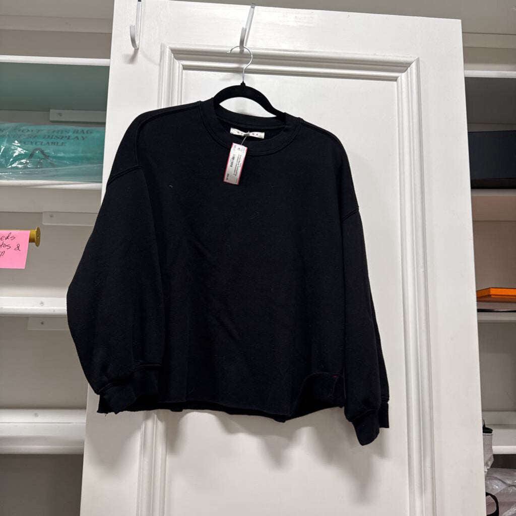 Black Cotton/Poly Crewneck Sweatshirt