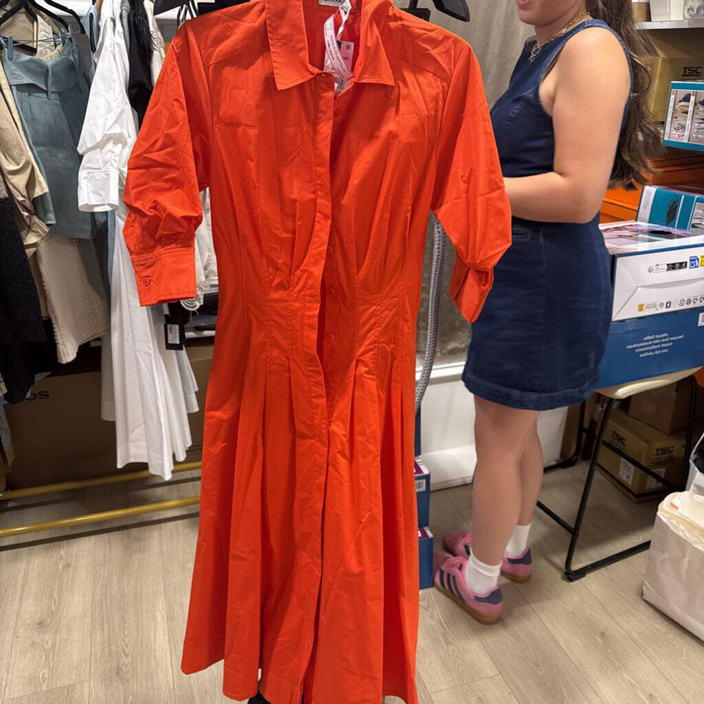 Orange Cotton Pleated Dress (NWT 475)