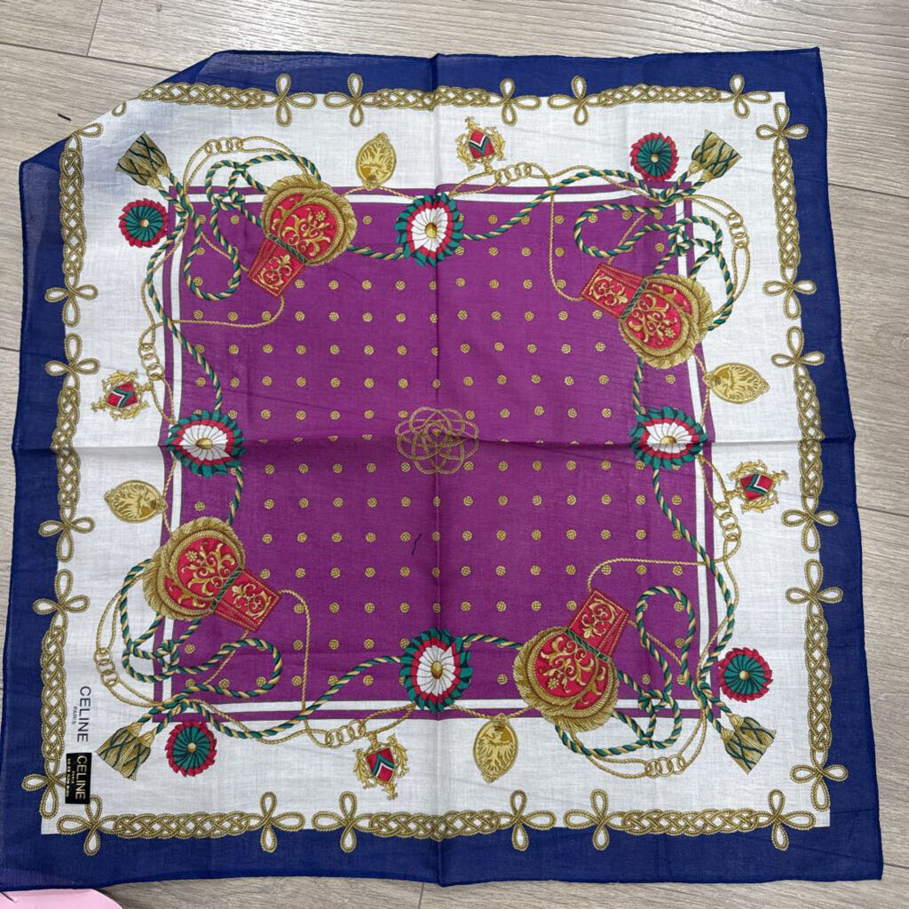 Vintage Blue/Purple/White Scarf 19x19
