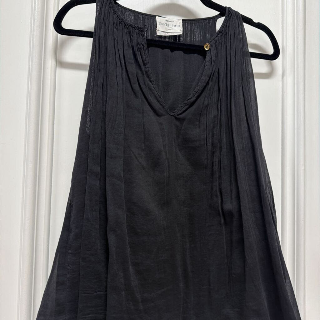 Black Cotton/Silk Halter Neck Blouse