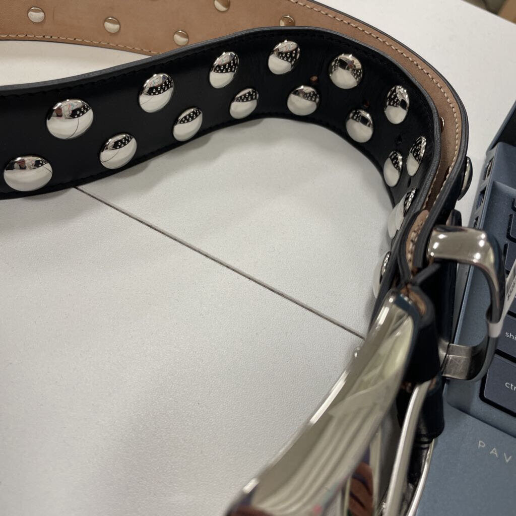 Black Leather Khaite Stud Belt (640)