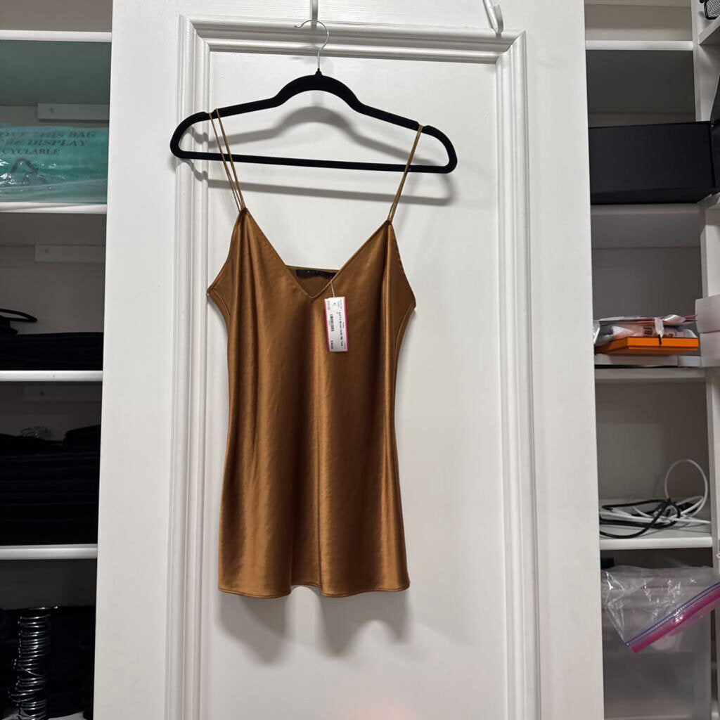 Brown Satin Slip Tank