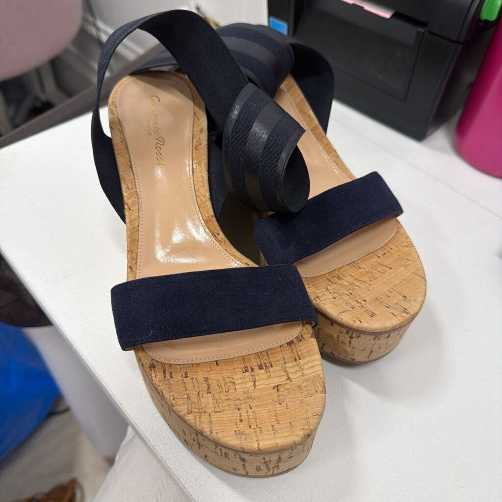 Cork/Navy Platform Sandals (39.5)