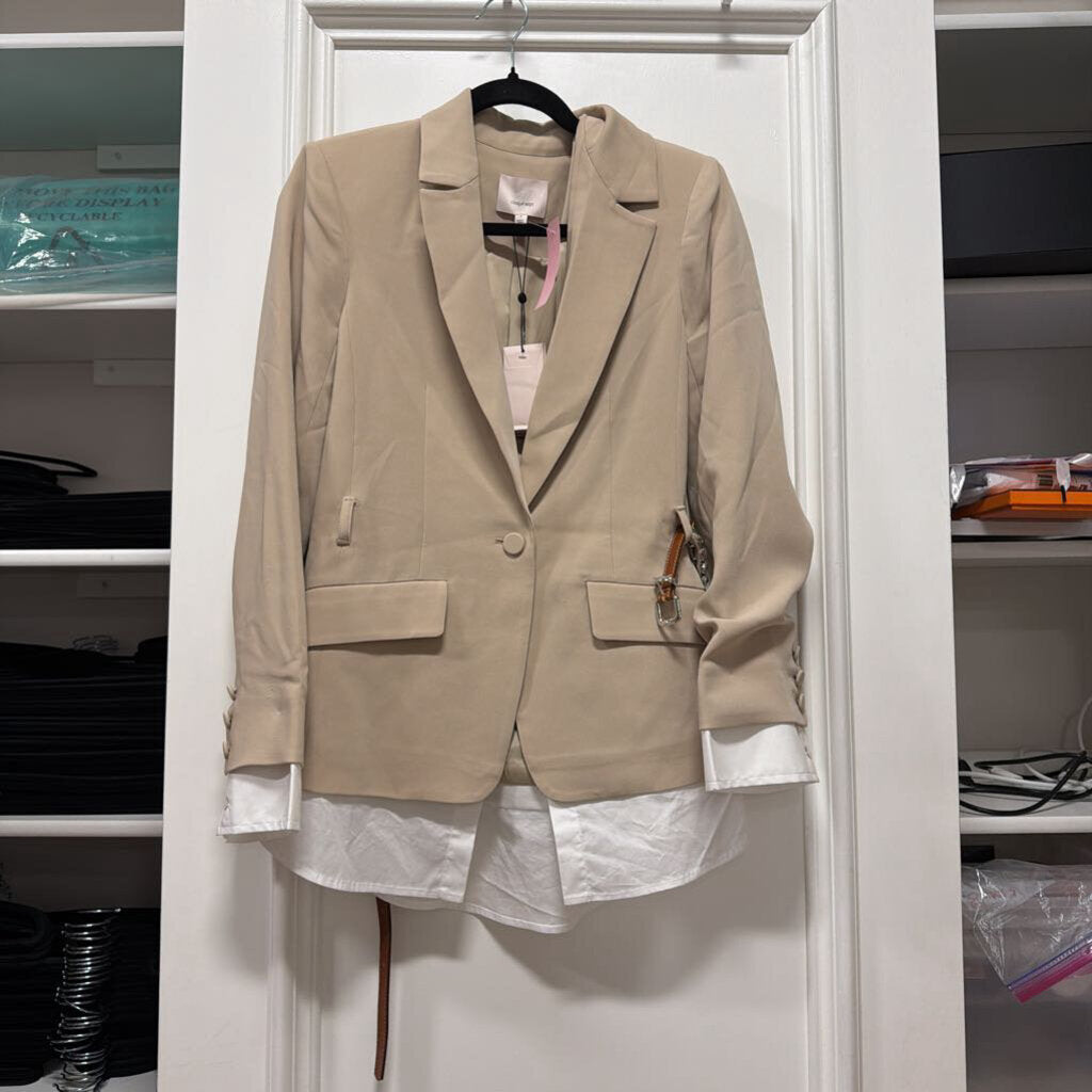 Tan Poly Blend Layered Blazer w/ Belt (NWT 595)