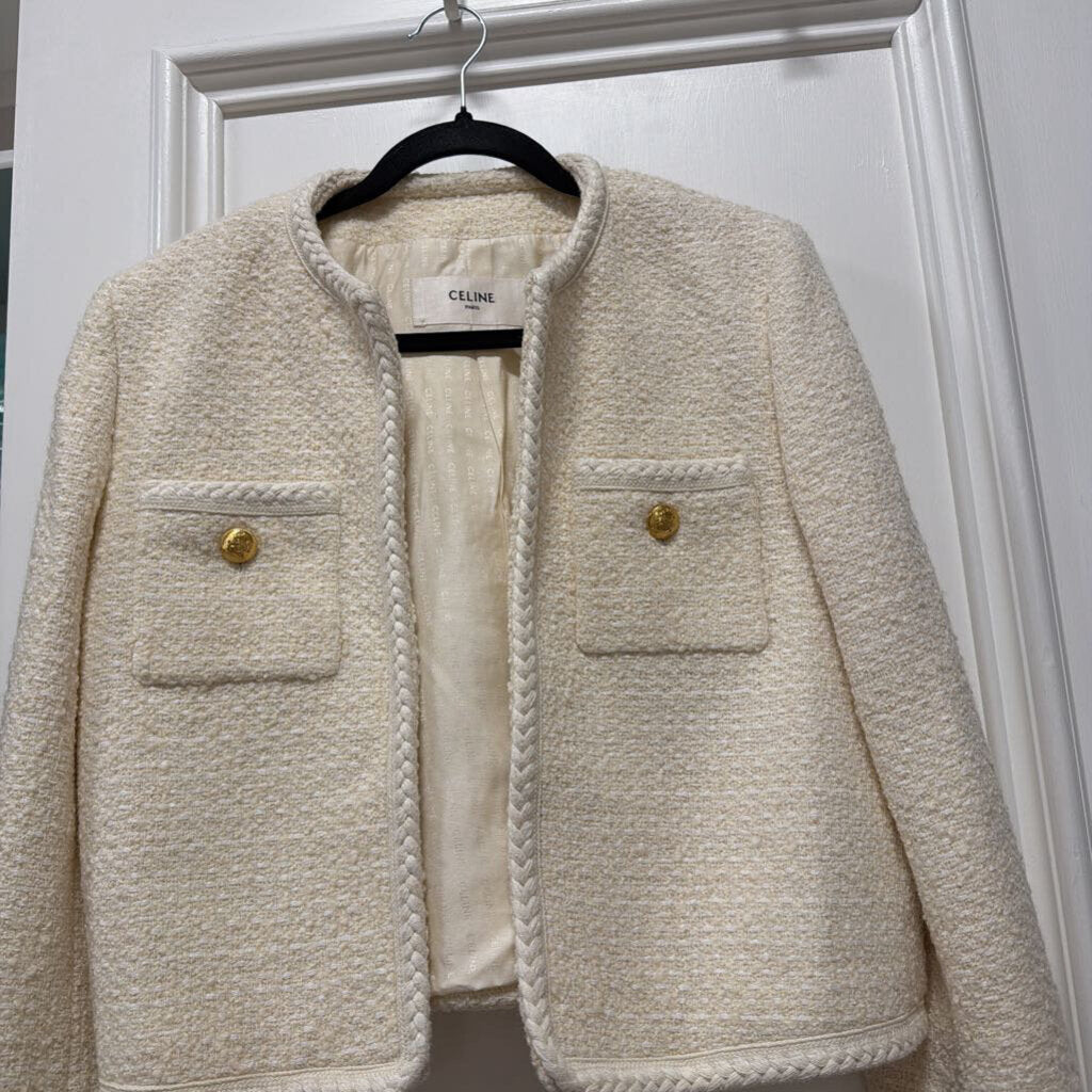Cream Wool Braided Trim Jacket